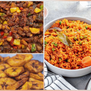Jollof Rice Combo with Spiced Beef/Gizzard